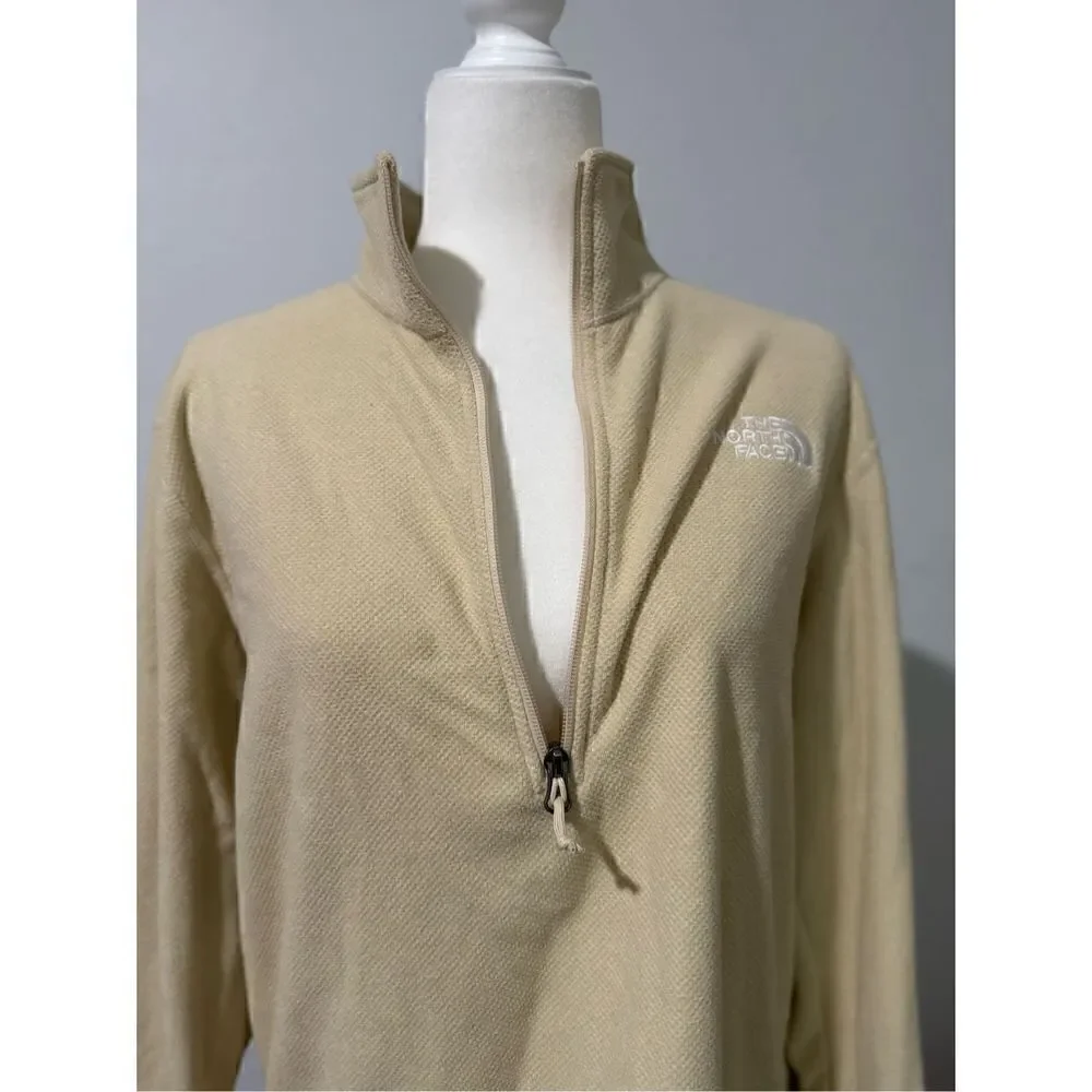 The North Face Glacier 100 beige hiking fleece 1/4 zip pullover sweater